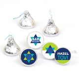 Big Dot of Happiness Blue Bar Mitzvah - Boy Party Round Candy Sticker Favors - Labels Fit Chocolate Candy (1 Sheet of 108)