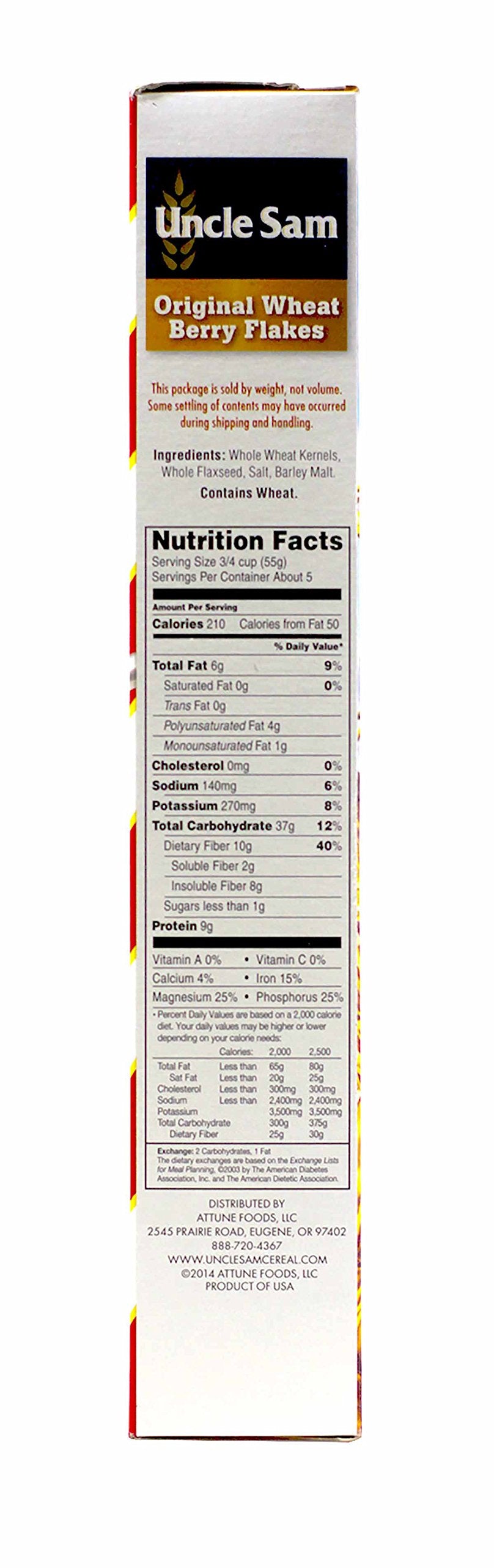 Uncle Sam Toasted Whole Wheat Berry Flakes and Flaxseed, 10-Ounce Boxes (Pack of 4)