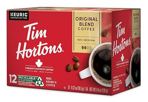 Tim Hortons Original Blend, Medium Roast Coffee, Single-Serve K-Cup Pods Compatible with Keurig Brewers, 12ct K-Cups