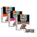 KIND Protein MAX Variety Pack, Dark Chocolate Crisp, Raspberry Cocoa Crisp, Crispy Chocolate Peanut Butter, 20g Protein, Low Sugar, 12ct
