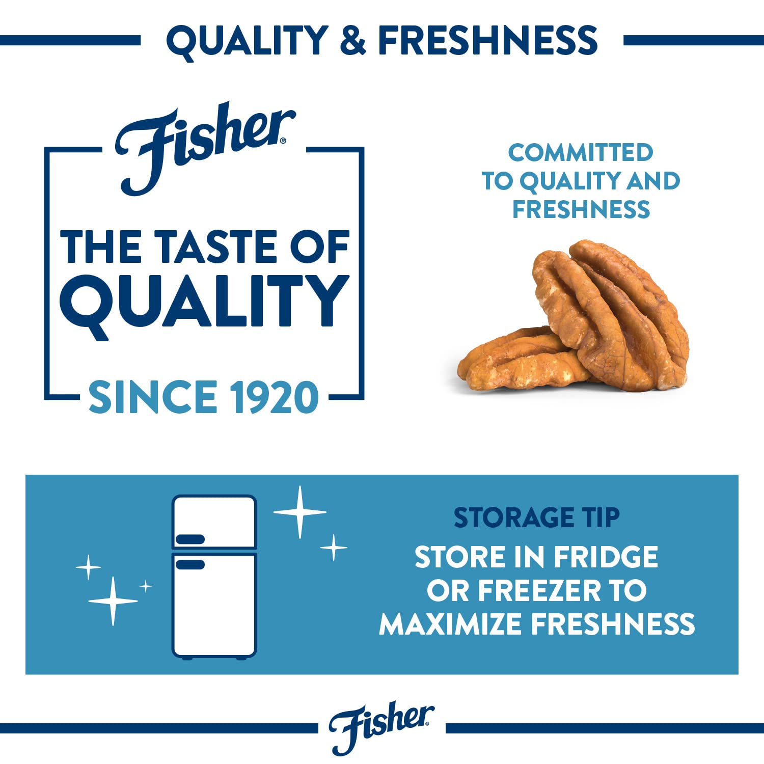 Fisher Chef's Naturals Pecan Halves 24 oz Resealable Bag, Unsalted Raw Nuts for Cooking, Baking & Snacking, Healthy Snacks for Adults, Vegan Protein