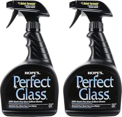 HOPE'S Perfect Glass Cleaner Spray, Streak-Free, Ammonia-Free Window, Mirror, Screen, Tinted Glass, and Shower Door Cleaner, Indoor and Outdoor Glass