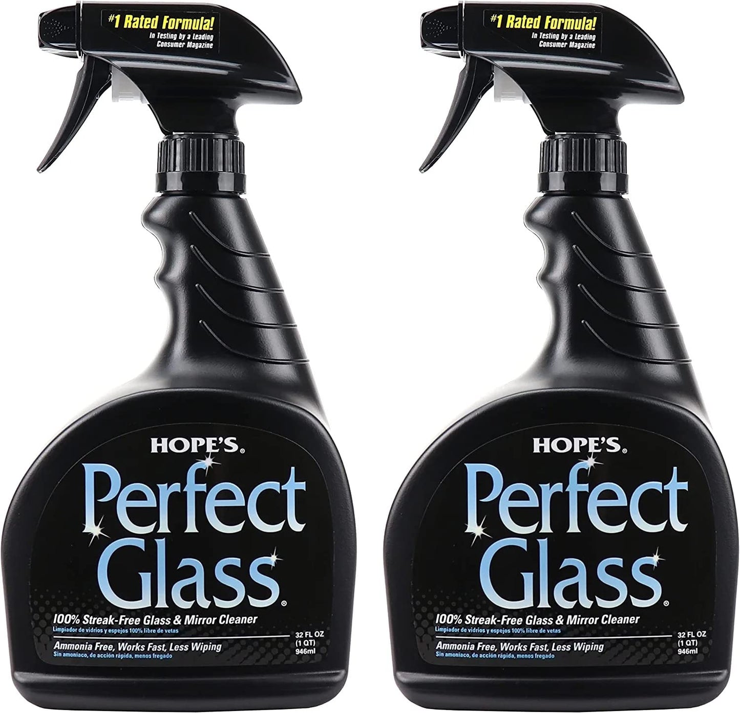 HOPE'S Perfect Glass Cleaner Spray, Streak-Free, Ammonia-Free Window, Mirror, Screen, Tinted Glass, and Shower Door Cleaner, Indoor and Outdoor Glass