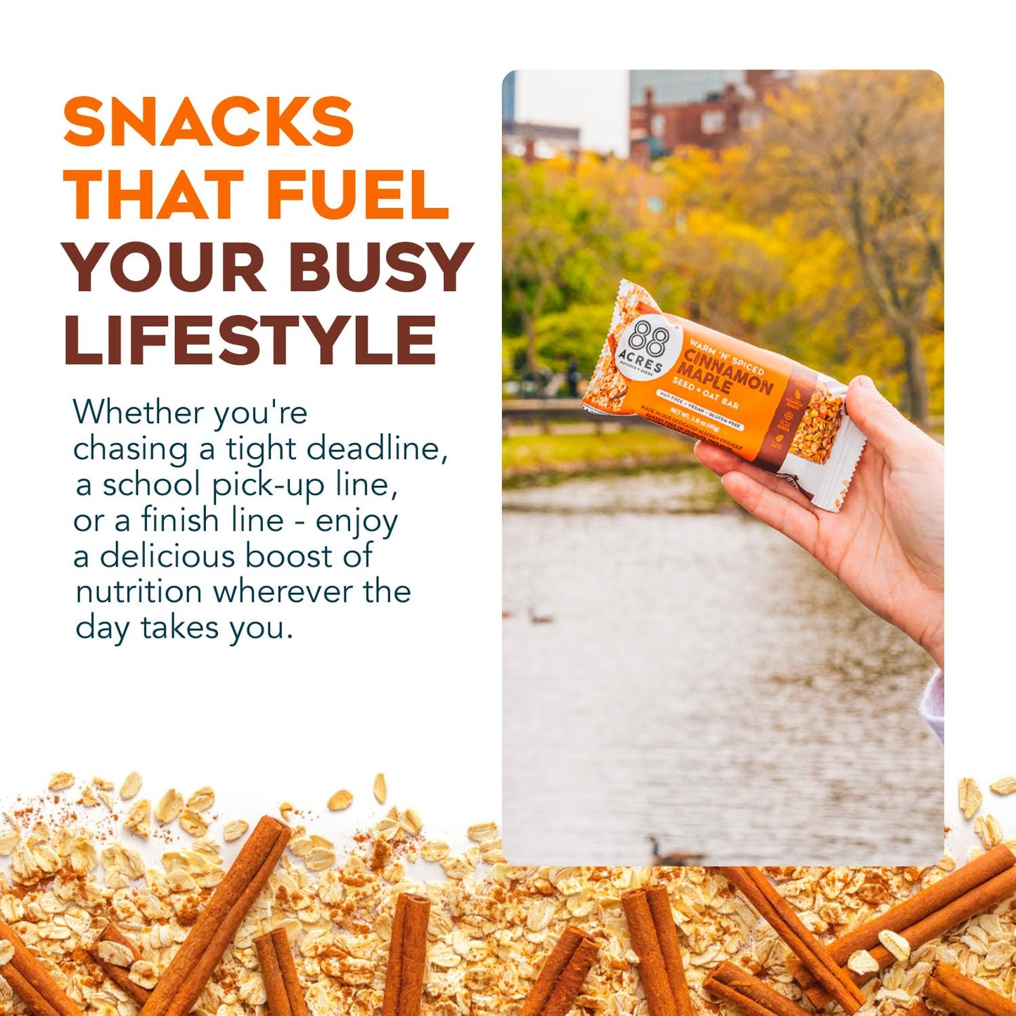 88 ACRES Cinnamon & Oats Seed Bar, 1.6 OZ