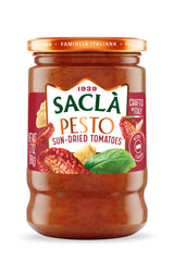 SACLA Sundried Tomato Pesto | Authentic Imported Sun-Dried Tomatoes and Italian Cheese Sauce | 6.7 oz Glass Jar | Non-GMO | Made in Italy