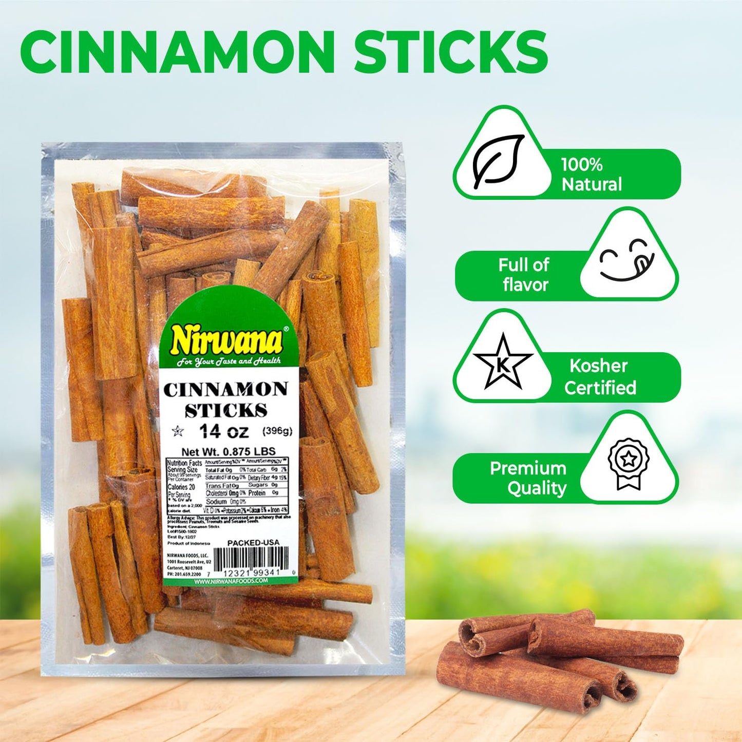 Premium Cinnamon Sticks | Cinnamon for Tea, Baking & Cooking | Perfect for Loose Leaf Tea, Seasoning, & Spice Blends (14 oz)