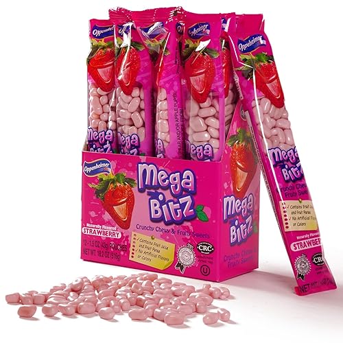 Mega Bitz Fruit Nuggets Strawberry Candy Bulk Pack for Kids - Naturally Flavored Individually Wrapped Strawberry Flavor for on the go Snacking, Movie