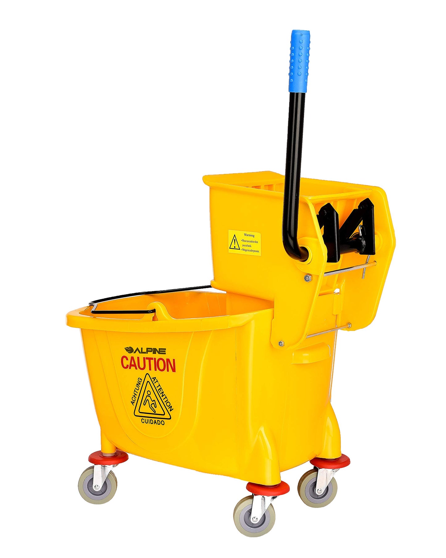 Alpine Mop Bucket & Side Wringer Combo - Heavy Duty & Commercial Janitorial Cart w/Spring Wringer on Wheels for Home & Industrial Cleaning