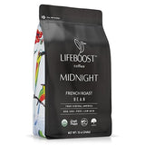 Lifeboost Midnight French Roast Coffee Beans - Single Origin Non-GMO USDA Organic Low Acid French Roast Coffee - Third Party Tested For Mycotoxins