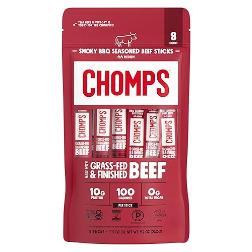 Chomps, Smoky Bbq Beef Sticks, 1.1 Ounce, 8 Count