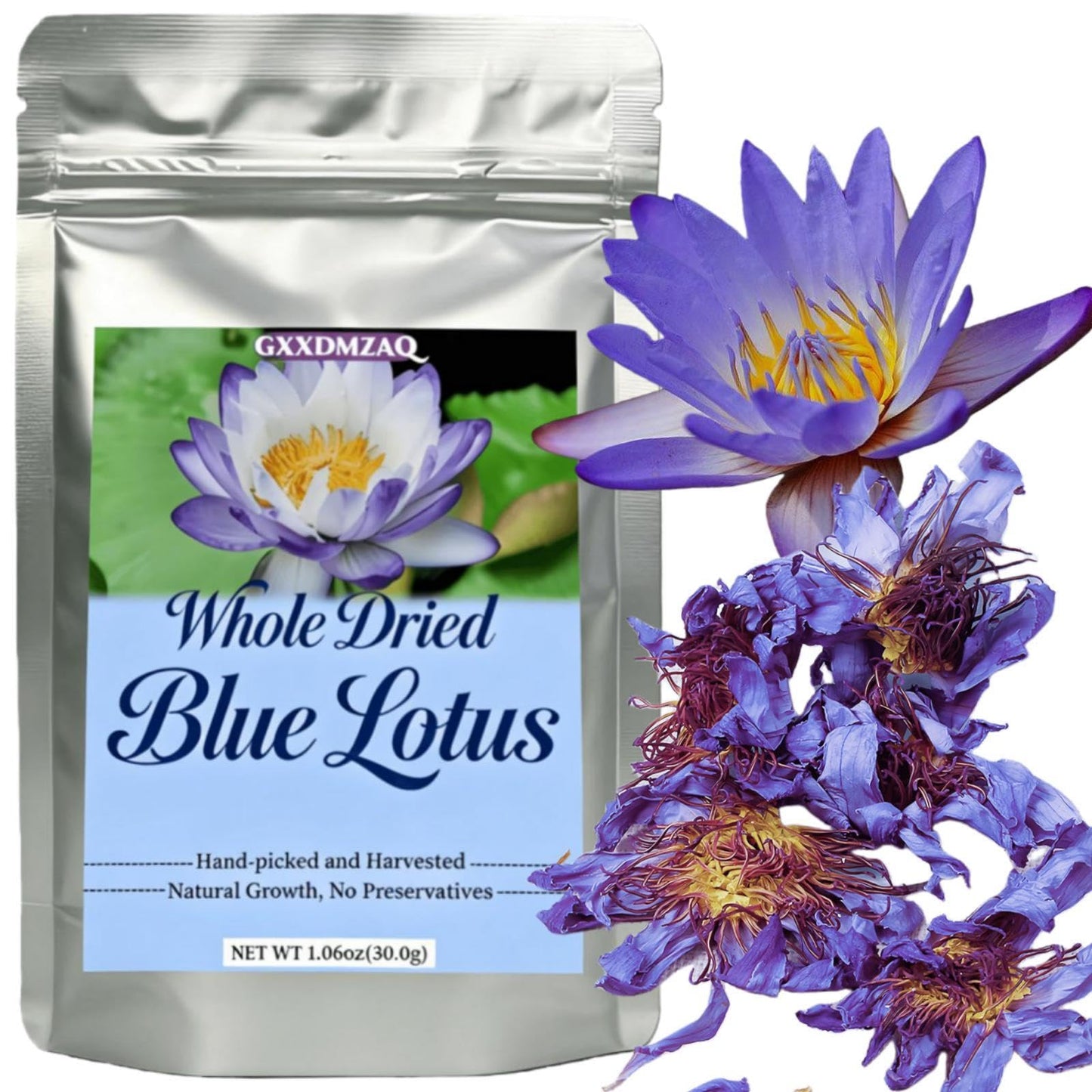 Lotus Flower Tea | Natural Whole Blue Dried Flowers | Caffeine-free - 1 oz