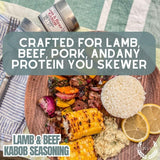 Lamb & Beef Kabob Seasoning | Authentic Gourmet Spice Blend | All Natural, Non GMO | Hand Made, Small Batch | Made in USA | Artisanal Kabob & Meat Rub