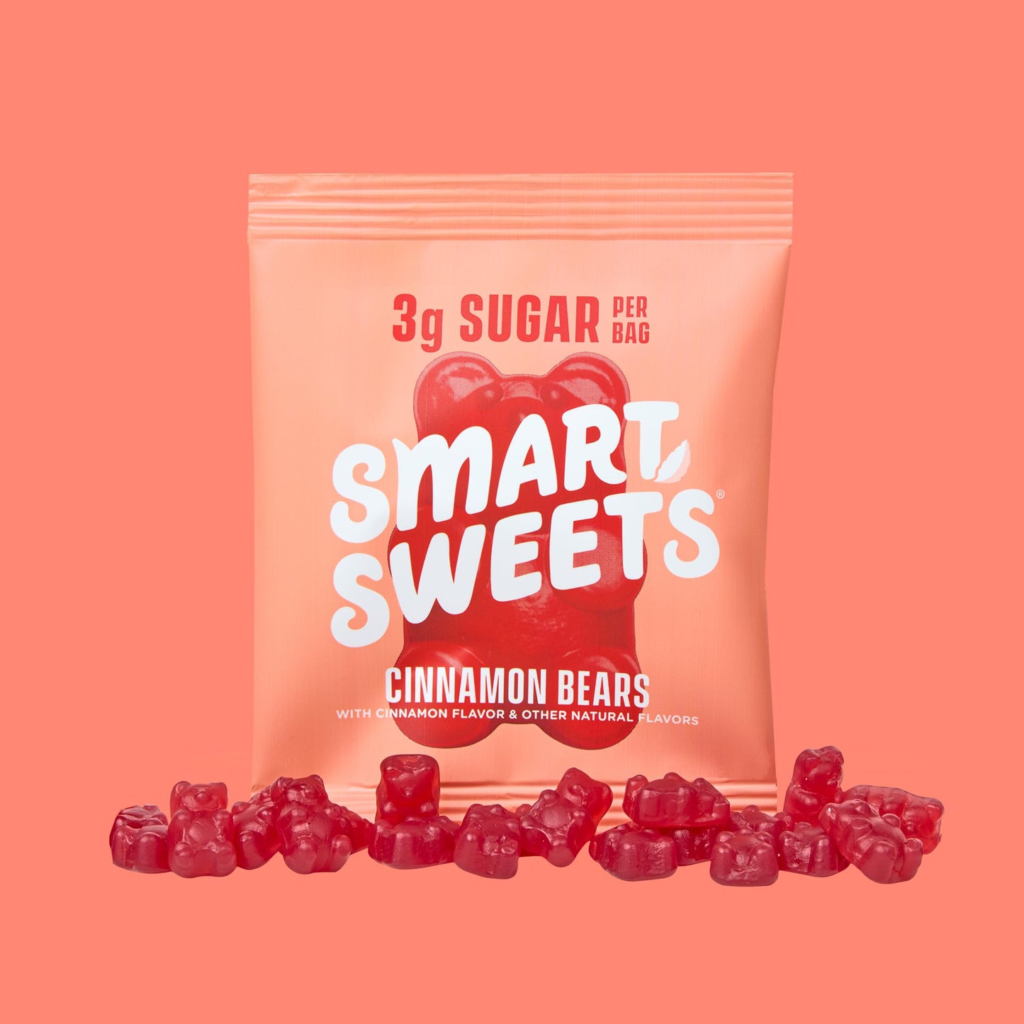 SmartSweets Cinnamon Bears Gummy Candy: 1.8oz (Pack of 14), Gummy Candy with Low Sugar, Low Calorie, No Artificial Sweeteners, Plant-Based