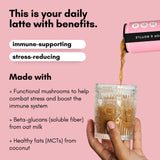 Pop & Bottle Oat Milk Latte - Cold Brew with Lion's Mane & Reishi, MCT Oil, Organic, Dairy Free, Gluten Free, Sweetened with Dates - Caramel, 8 Fl Oz