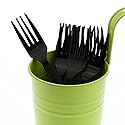 AmerCareRoyal Medium-Heavy Weight Unwrapped Disposable Polystyrene Plastic Forks for Restaurants and Catering, Black, Pack of 1000
