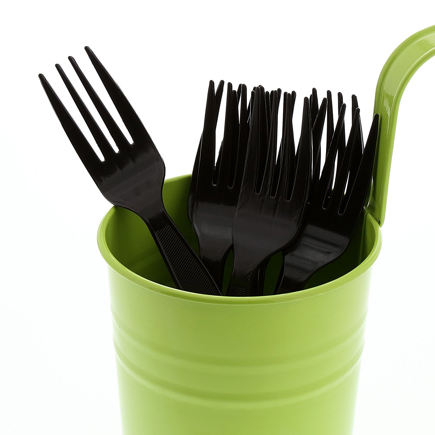 AmerCareRoyal Medium-Heavy Weight Unwrapped Disposable Polystyrene Plastic Forks for Restaurants and Catering, Black, Pack of 1000