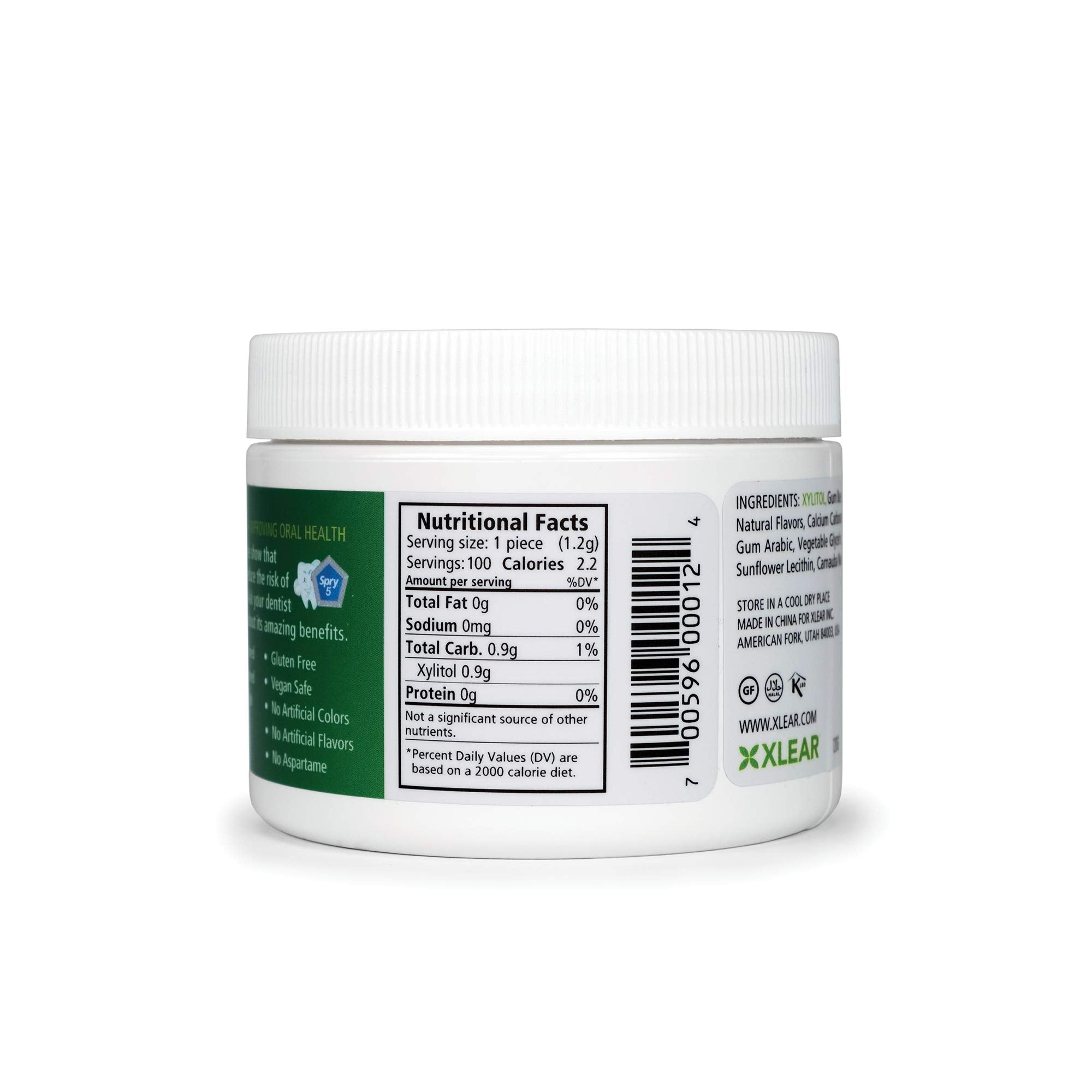 Spry Fresh Natural Xylitol Chewing Gum Dental Defense System - Aspartame-Free, Sugar-Free, Non-GMO, Gluten-Free (Spearmint, 100 Count - Pack of 1)