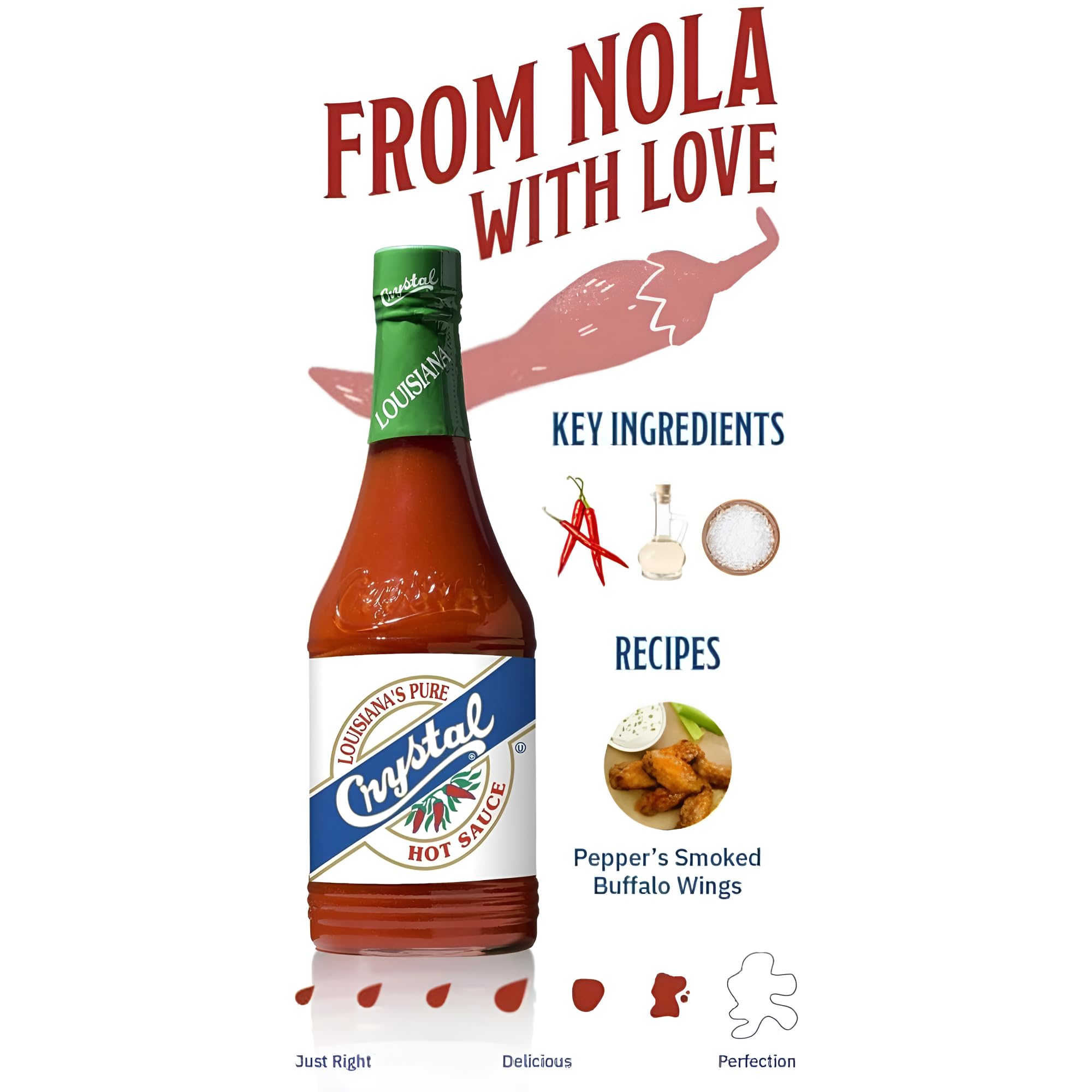 Crystal Hot Sauce 12oz (Pack of 2) - Louisiana's Pure Hot Sauce, Original Flavor - Low Fat - Low Sodium - Perfect for Spicing Up Sandwiches, Soups