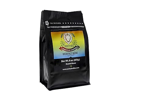 Scotty D’s "Breakfast Blend" -Light Roast- Jamaican-Whole Bean Coffee - Smooth, Bright & Crisp Morning Roast, 100% Arabica, 8 oz