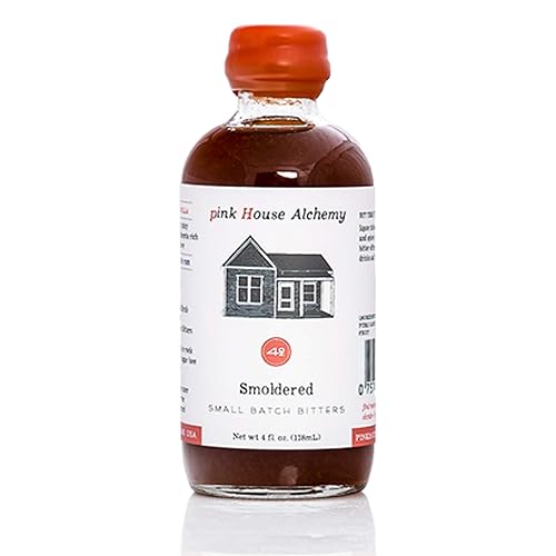 Pink House Alchemy Smoldered Cocktail Bitters, 4 oz, Handcrafted Smoky Aromatic Drops, Adult Beverage & Campfire-Inspired Drinks, All-Natural