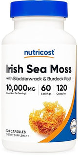 Nutricost Irish Sea Moss Extract 120 Capsules for 60 Servings Per Bottle - with Bladderwrack & Burdock Root, Vegan, GMO-Free