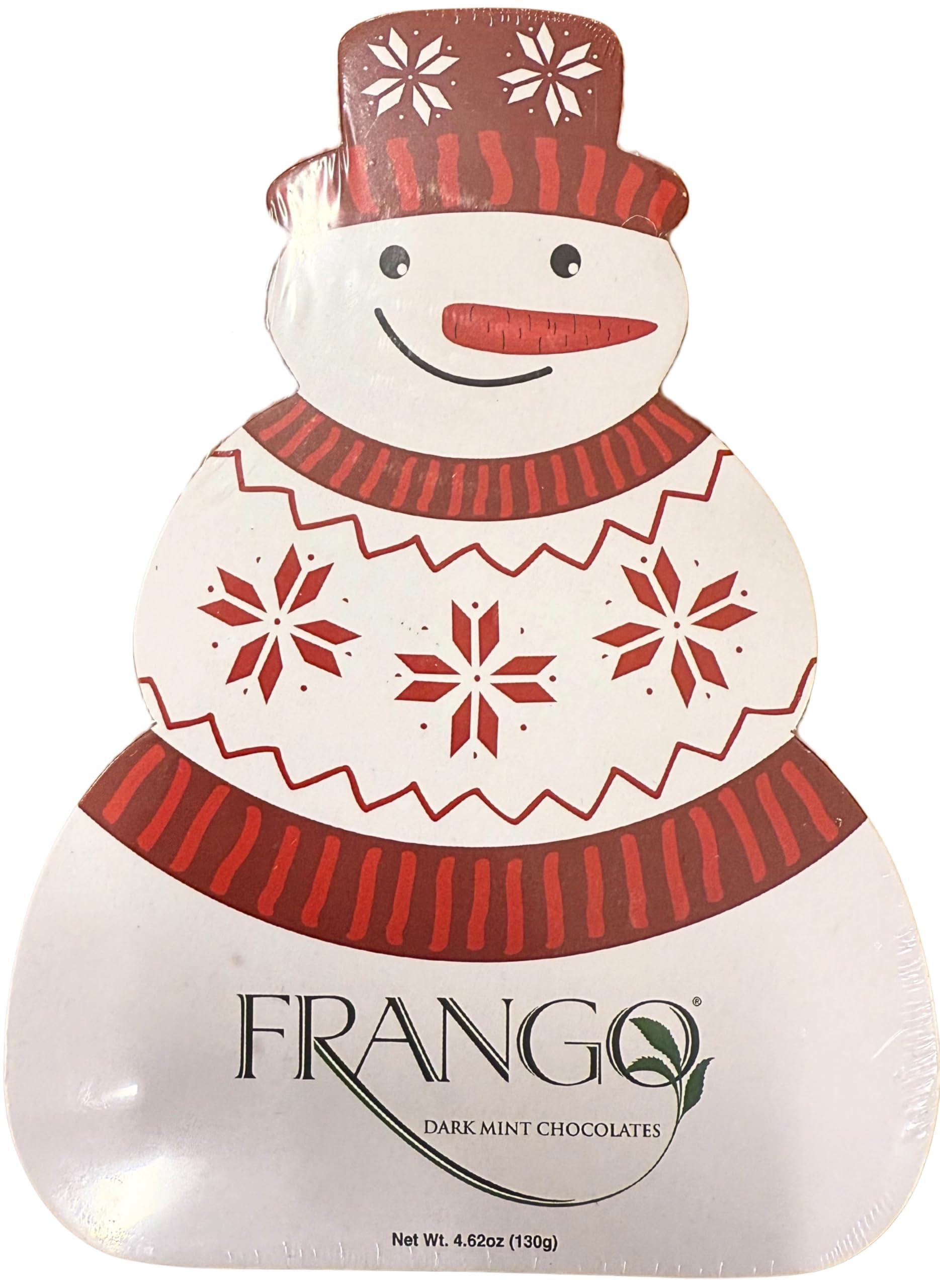 Frango Dark Mint Chocolates Snowman Gift Box - 4.62 oz (130g) - Limited Edition Holiday Chocolate - Classic Chicago Mint Truffles