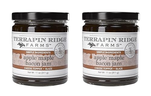 Terrapin Ridge Farms Apple Maple Bacon Jam - Sweet & Savory Jam with Apples, Maple, Bacon, Cinnamon, and Butter - Perfect for Cheese, Glazes, and More