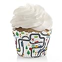 Big Dot of Happiness Cars, Trains, and Airplanes - Transportation Birthday Party Decorations - Party Cupcake Wrappers - Set of 12