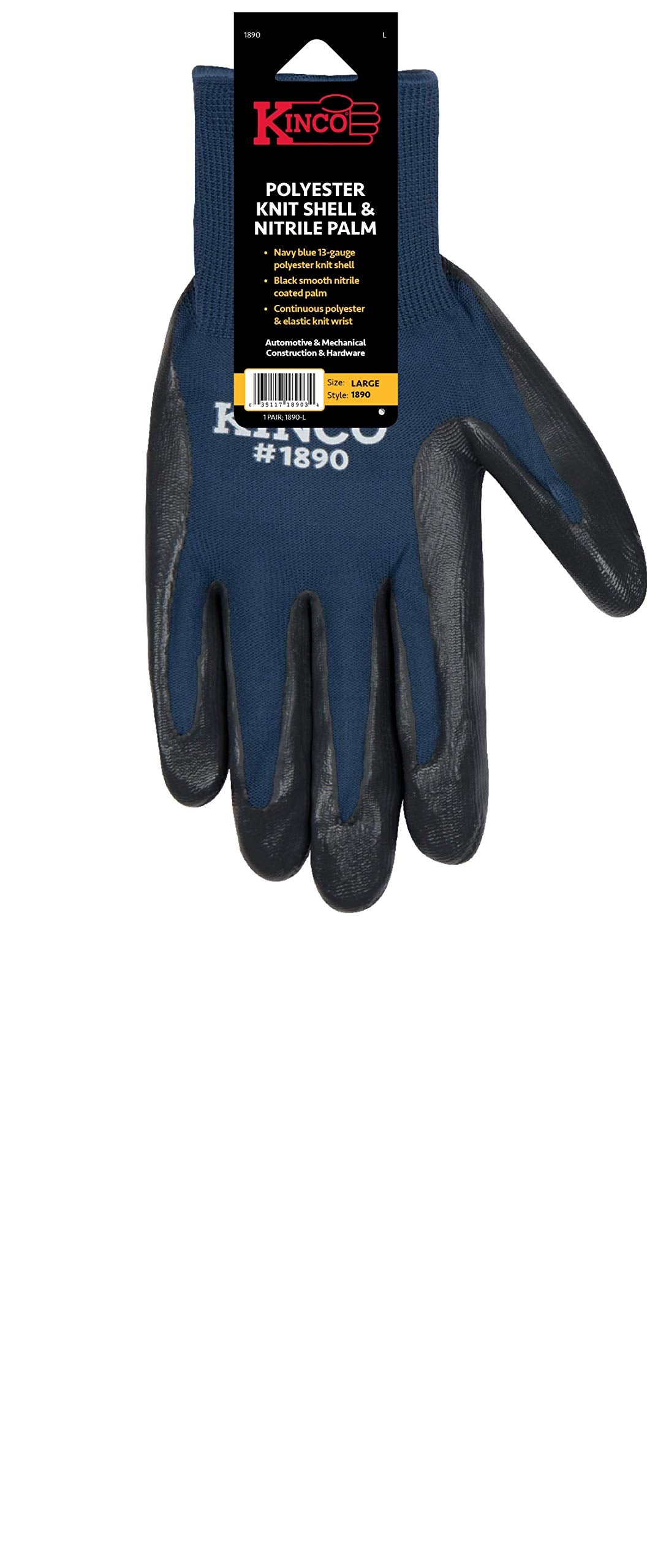 Kinco Polyester Knit Shell & Nitrile Palm