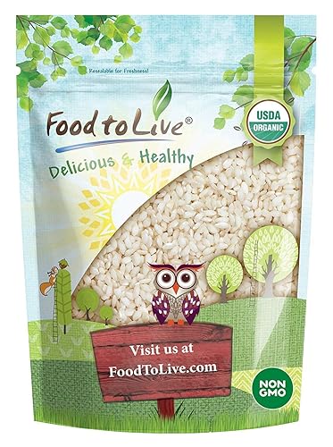 Food to Live Organic Italian Arborio Rice, 1 Pound Non-GMO, Short-Grain White Rice Variety, Superfino, Vegan, Kosher, Bulk. Creamy Texture. Ideal for Creamy Risotto