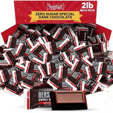 Zero Sugar Special Dark Chocolate Candy Bulk Pack - Individually Wrapped Sugar Free Chocolate Candy Bar Snack Size for Office Cravings, On the Go