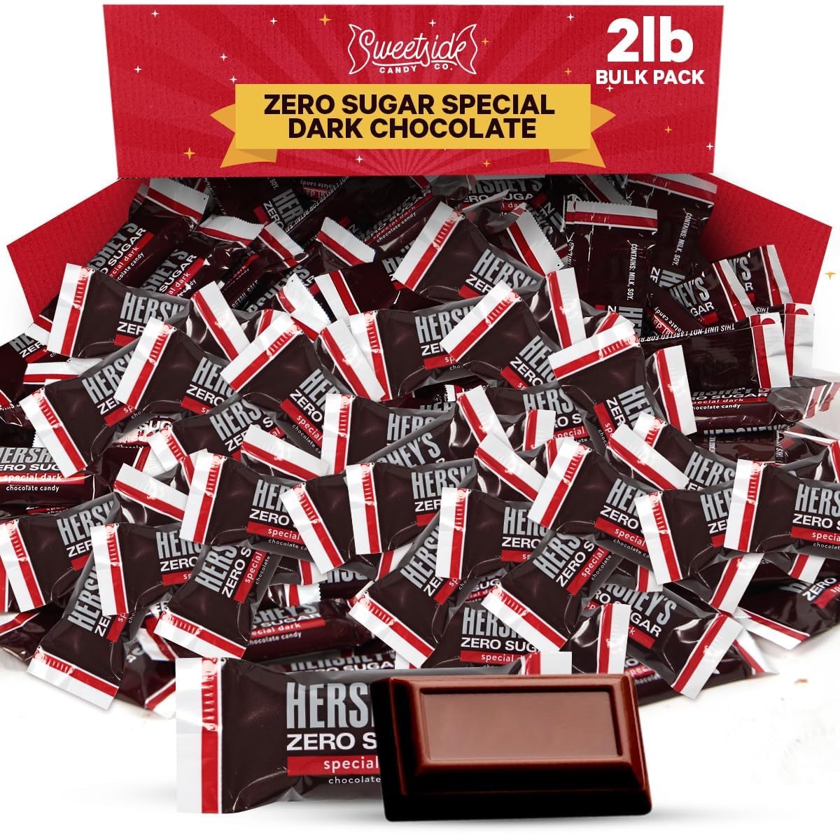 Zero Sugar Special Dark Chocolate Candy Bulk Pack - Individually Wrapped Sugar Free Chocolate Candy Bar Snack Size for Office Cravings, On the Go