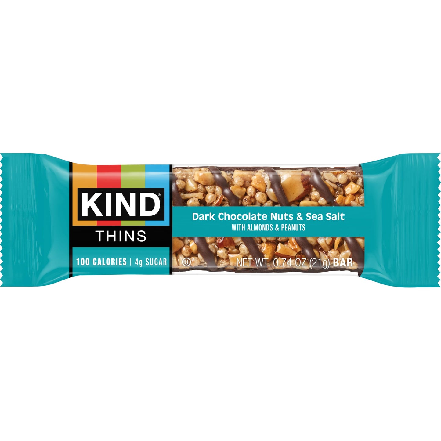 KIND Thins Snack Bars, Dark Chocolate Nuts & Sea Salt, Gluten Free, Low Calorie, Healthy Snacks, 4g Sugar, 10 Count