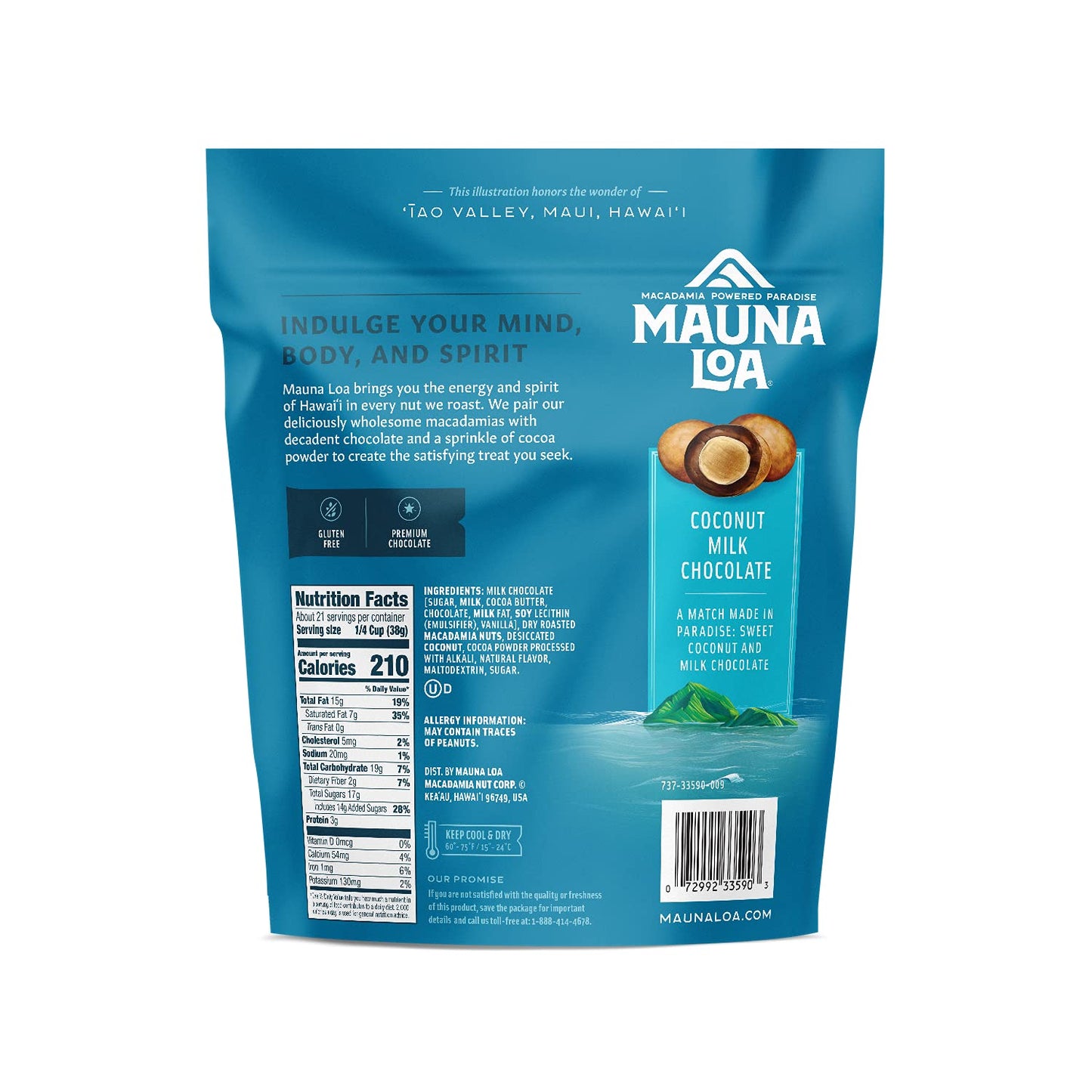 Mauna Loa Premium Roasted Macadamia Nuts, Milk Chocolate Coconut Flavor, 20 Oz Bag (Pack of 1)