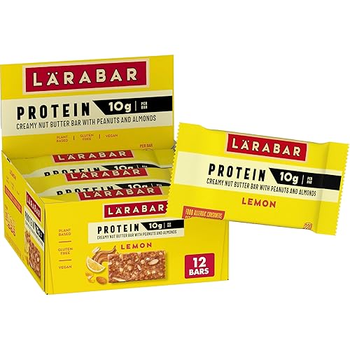 Larabar Lemon Protein Bars, Peanuts and Almonds, 10g Protein, Gluten Free, 12 Ct, 19.08 oz