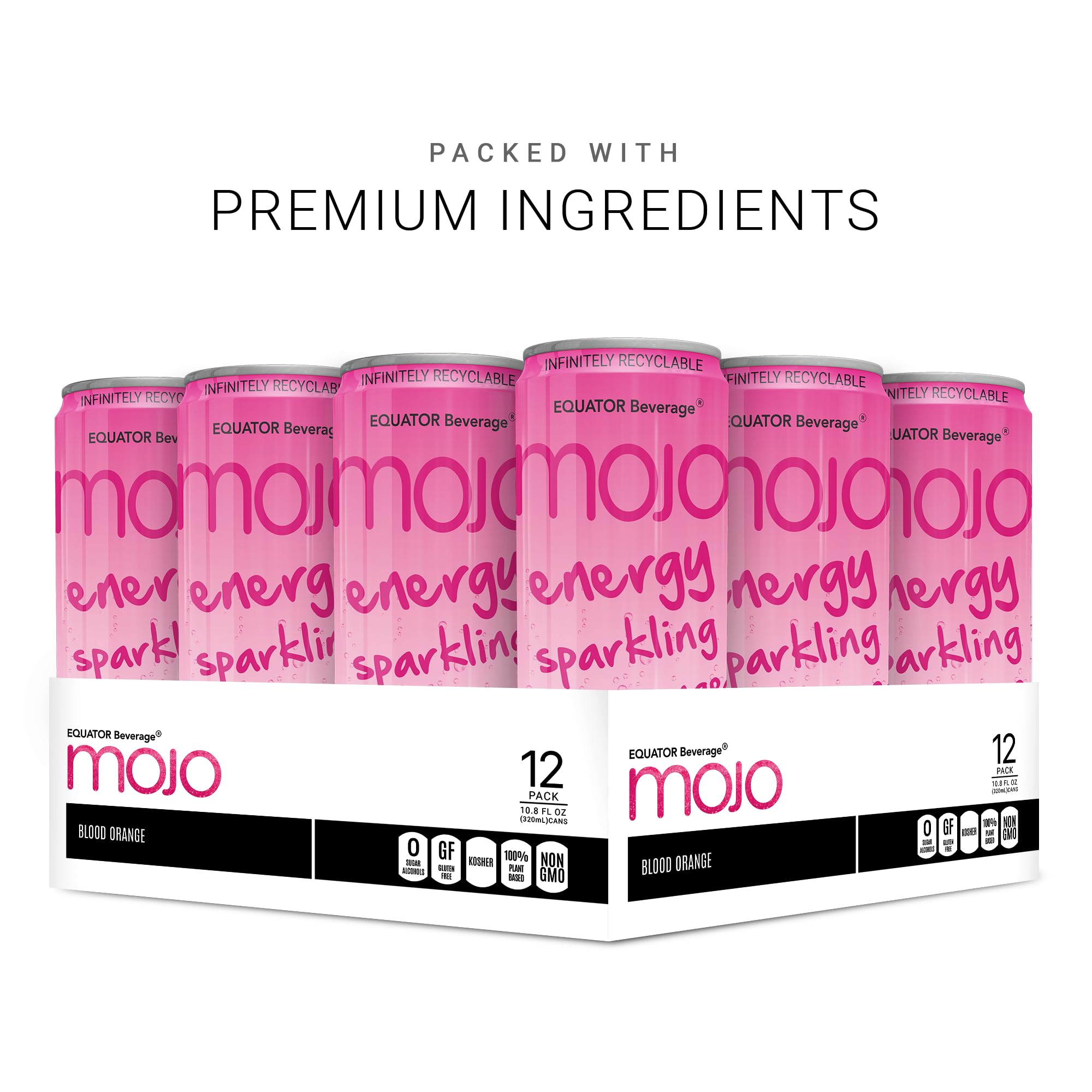 MOJO Energy Sparkling Blood Orange | Hydration Drink & Sports Drink | Electrolytes Beverage | Vitamin B & C | Hydration Drink for Skin & Body | Pre