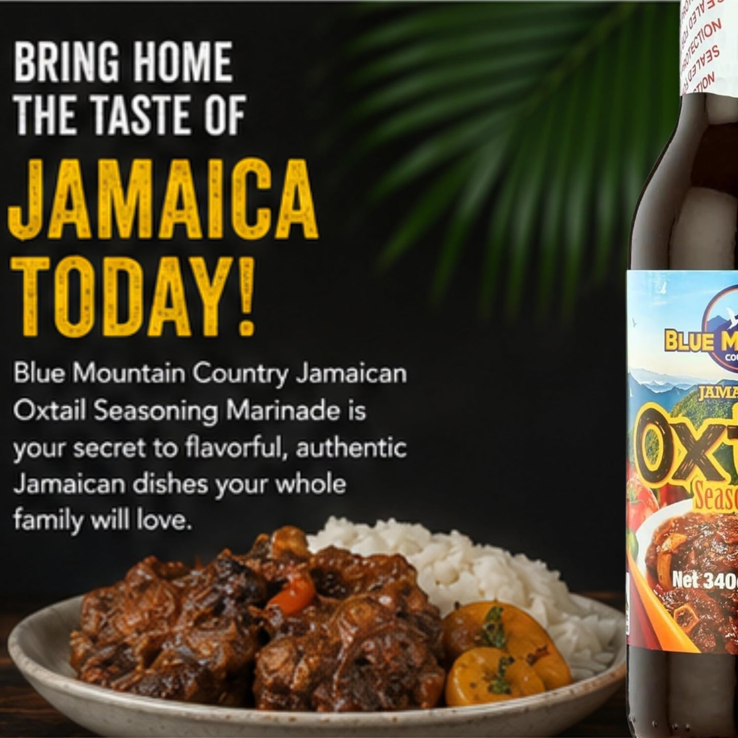 Blue Mountain Country Jamaican Oxtail Seasoning Marinade - 12 oz Bottle | Authentic Caribbean Flavor for Oxtail, Beef, Stews & More [Pack of 2]
