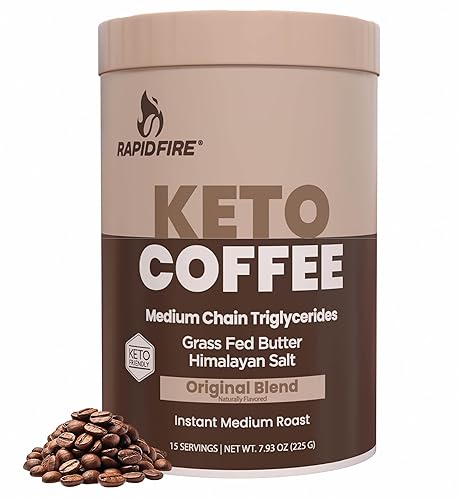 Rapid Fire Instant Coffee with MCT Oil & Grass-Fed Butter - Energy, Focus & Metabolism Support - Low Sugar Functional Coffee Mix - Keto & Low-Carb
