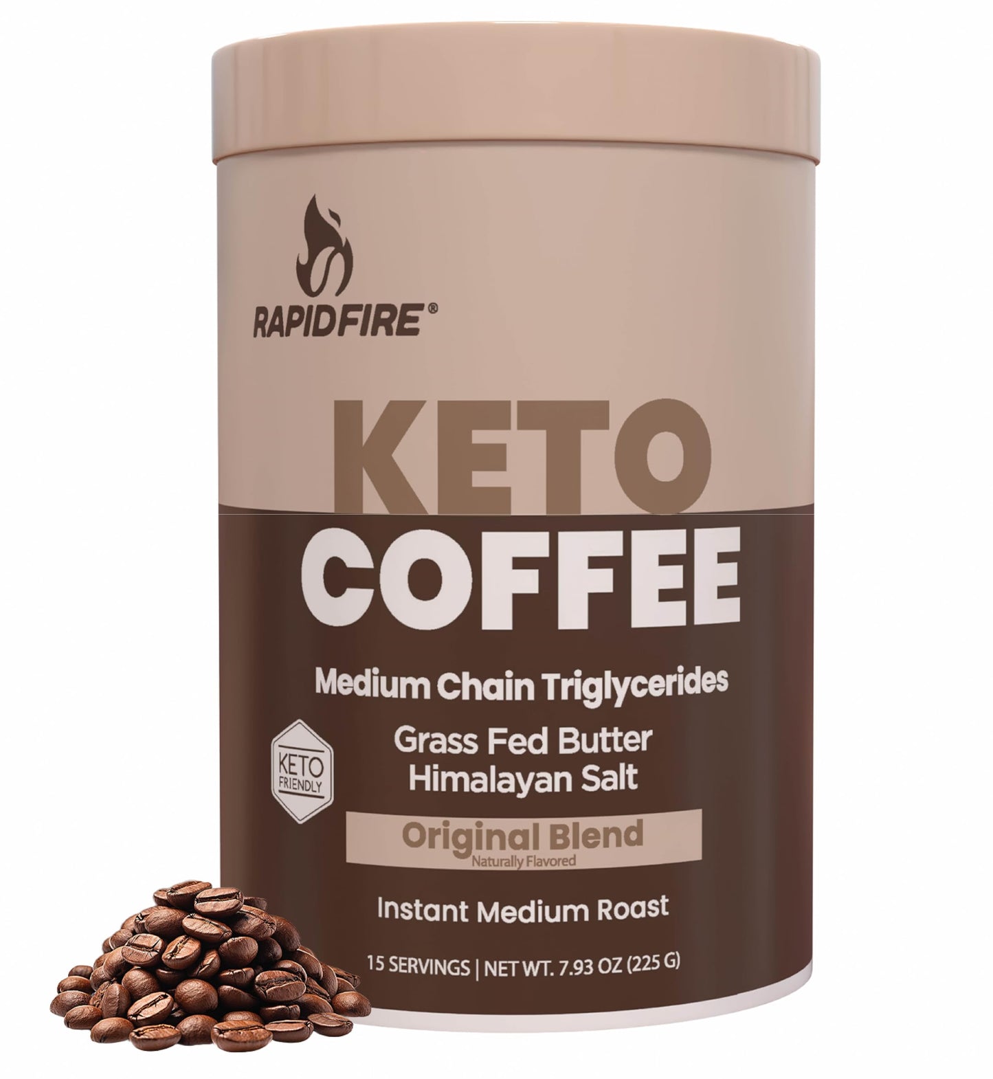 Rapid Fire Instant Coffee with MCT Oil & Grass-Fed Butter - Energy, Focus & Metabolism Support - Low Sugar Functional Coffee Mix - Keto & Low-Carb