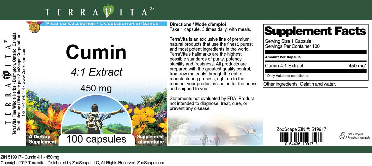 Cumin 4:1-450 mg (100 Capsules, ZIN: 519917) - 3 Pack