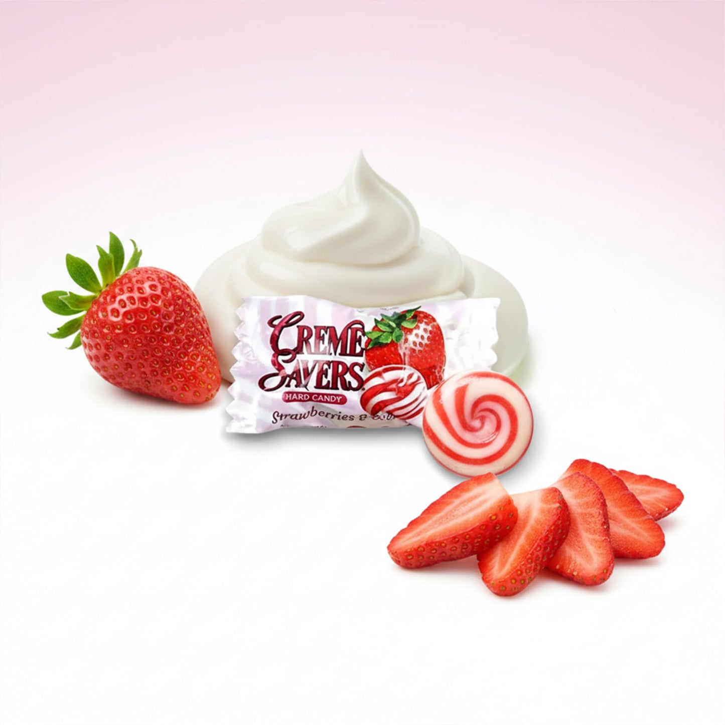 Creme Savers Strawberry & Creme Hard Candy Bulk (1 lb) - Individually Wrapped Pink Candy, Classic Strawberries and Creme Treats for Parties, Candy