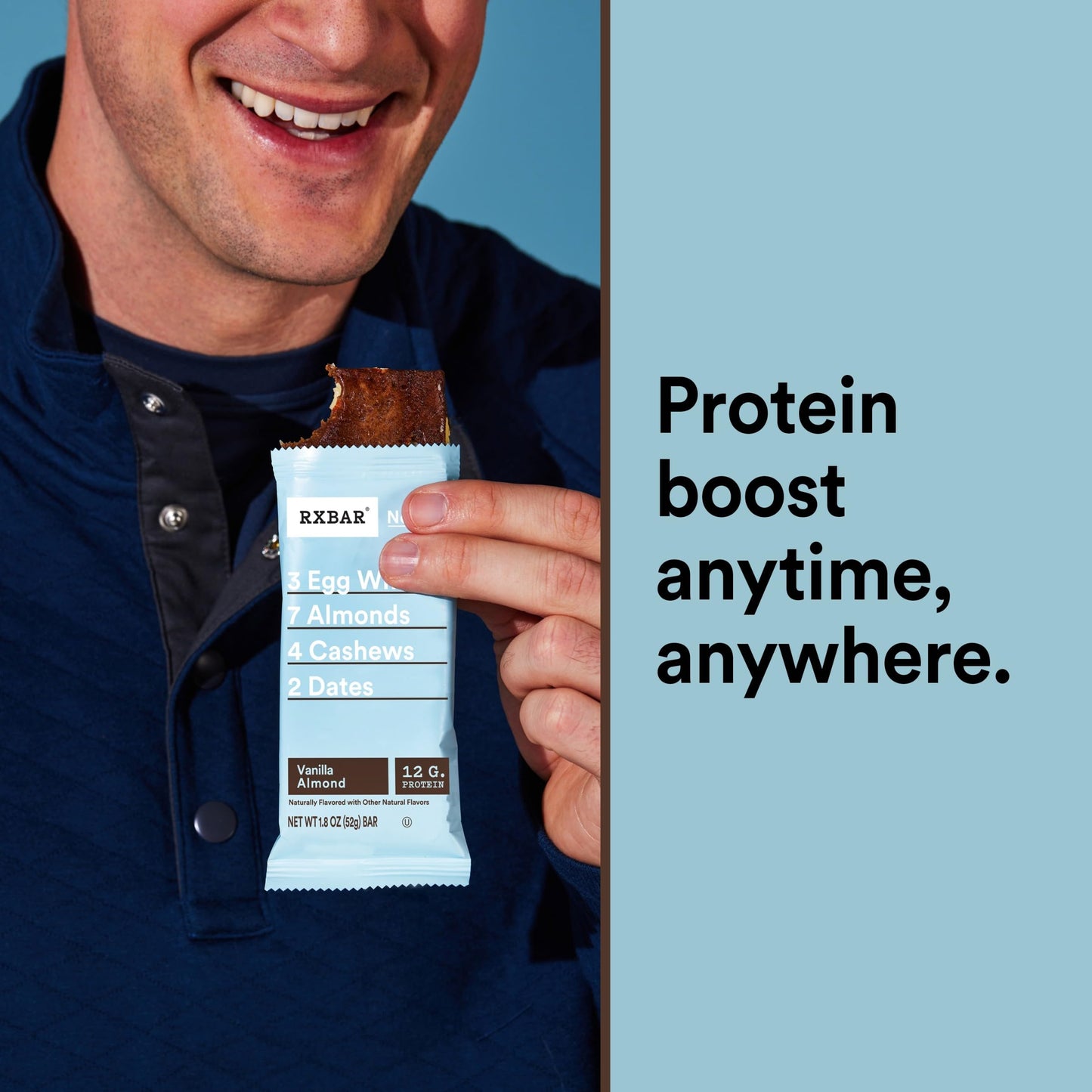 RXBAR Protein Bars, 12g Protein, Gluten Free Snacks, Vanilla Almond, 9.15oz (5 Bars)