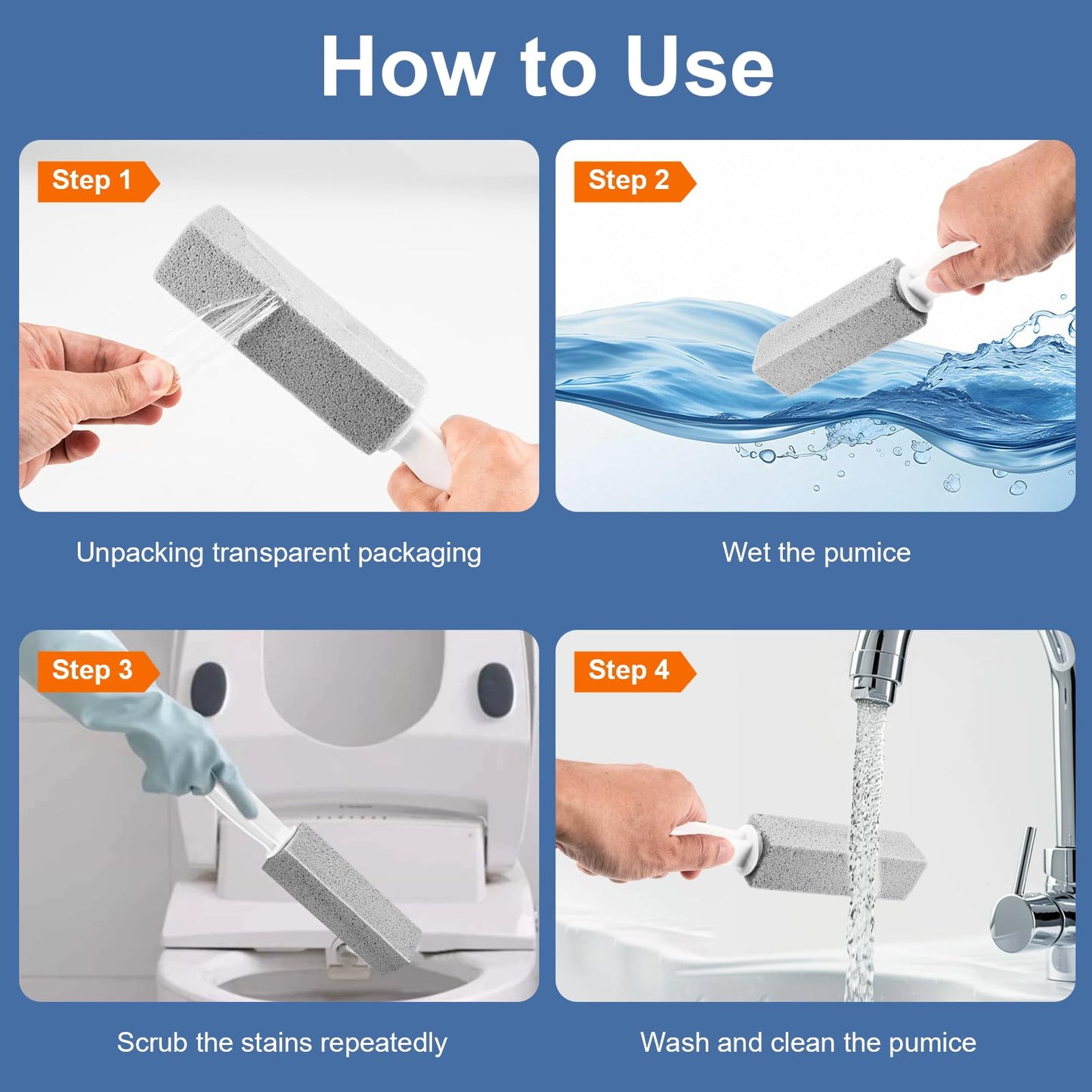 MEQHUO Toilet Pumice Stone With Handle, 5 Pack Pumice Stone Toilet Bowl Cleaner, Hard Water Toilets Ring Remover for Cleaning Toilets, Bathtubs