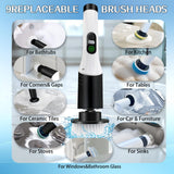 Spin Scrubber,9-In-1Multifunctional Cleaning Brush with Detachable Handle,9 Replaceable Brush Heads&LCD Display,Rechargeable Electric Spin Scrubber