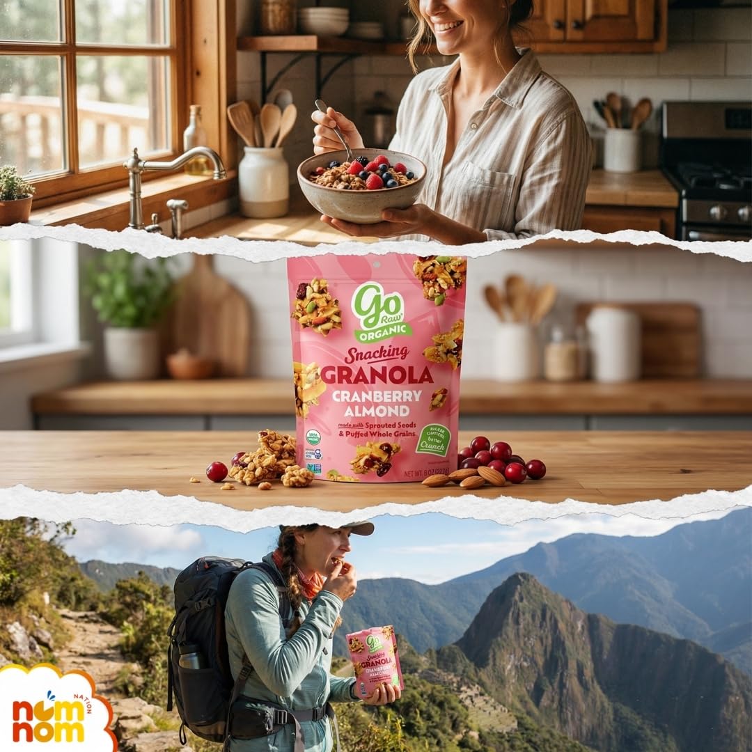 Granola Cranberry Almond - 8oz Bags - Pack of 3 - Organic Granola Cereal Granola Mix - Granola for Yogurt Vegan Dessert Lactose Free Snack
