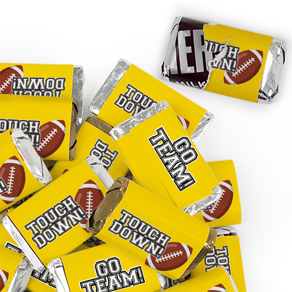 102 Pcs Yellow Football Party Candy Favors Miniatures Chocolate - Touchdown