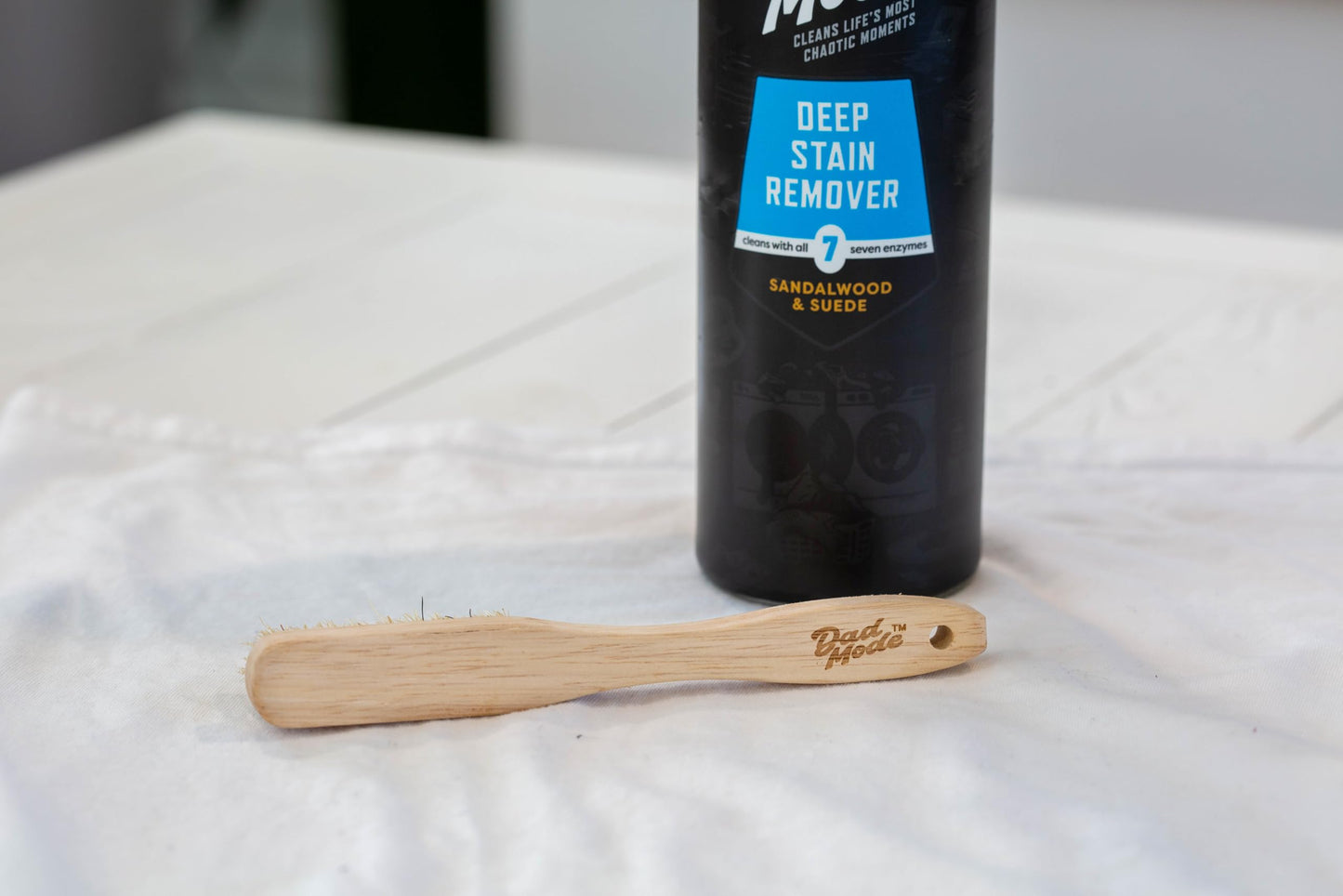 DadMode Laundry Stain Brush - Removes 25% More Stains - Beechwood Laundry Brush with Boar’s Hair Bristles - Ergonomic Handle for Clothes, Kids Messes