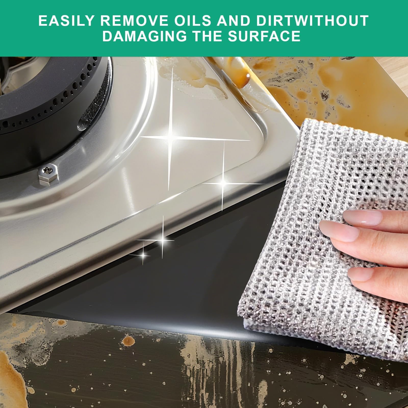 LYNROW 24 Pcs Reusable Dish Cloths, Multipurpose Non-Scratch Cleaning Cloths for Kitchen, Dishes, Sinks, and Stove Tops, Durable and Eco-Friendly