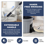 Spin Mop and Bucket System with180-Degree Rotating Head Telescopic Handle Dual Chamber Bucket Floor Cleaning Set with 3 Mop Refills Dual-Function