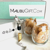 Gourmet Chocolate Candies and Wine Accessory Gift Box. 1 lb of Dark Chocolate Gourmet Truffle Cream Candies, a Whale Aerator and Pourer, two Etched